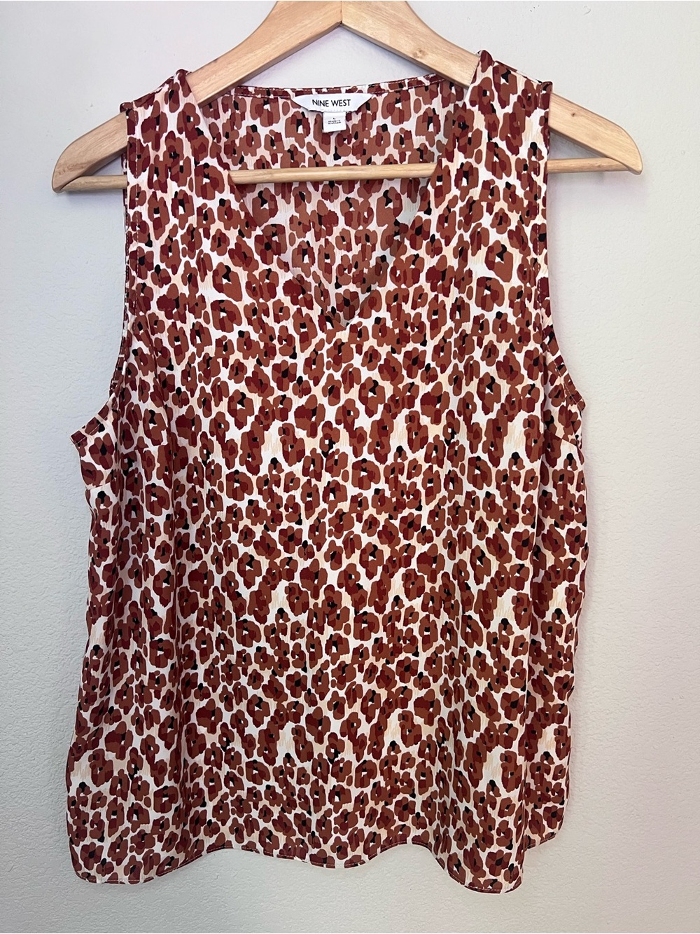 Nine West Animal Print Sleeveless Top Blouse Size L